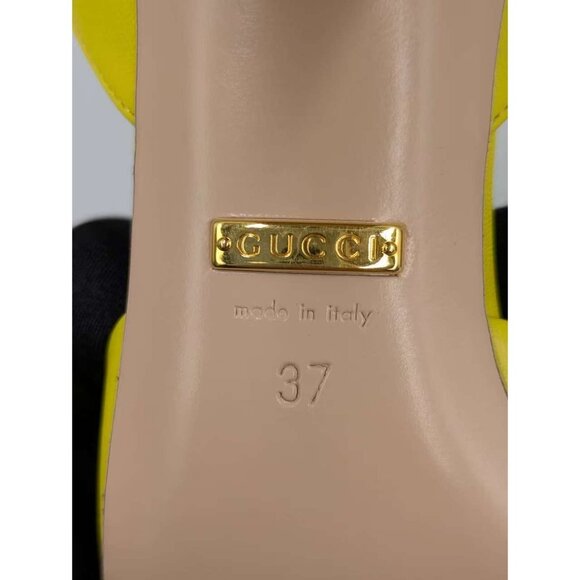 Gucci Horse-bit Block Heel Leather Sandals Acid Lime EU37 771603 - Picture 10 of 14